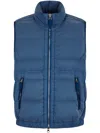 Stone Island Collar Puffer Vest With Side Zip Pockets In Blue