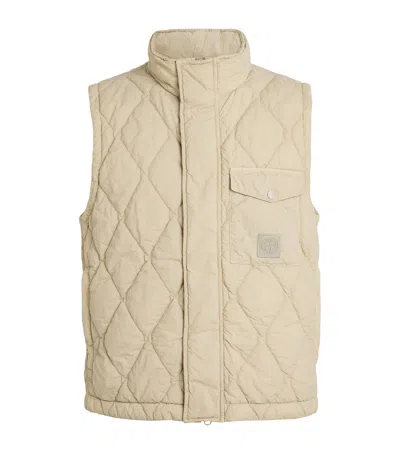 Stone Island Quilted Ghost Gilet In Beige