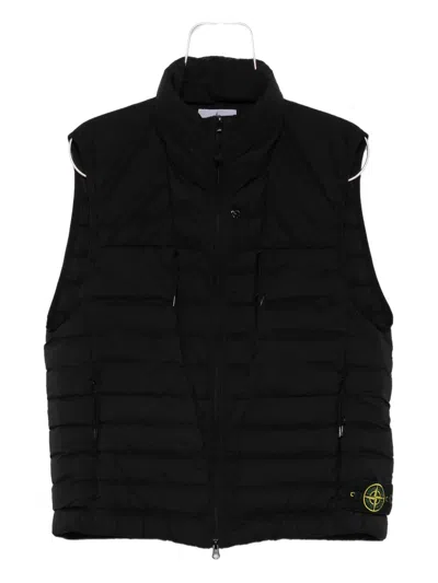 Stone Island Quilted High-neck Vest In Black