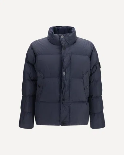 Stone Island Garment Dyed Crinkle Reps Ny Down Jacket With Duck Down Padding In Blue