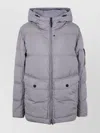 Stone Island Quilted Hooded Down Jacket With Front Pockets In Gray