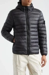Stone Island Compass-logo Hooded Down Jacket In Blue