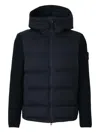 Stone Island Quilted Hooded Jacket In Blue
