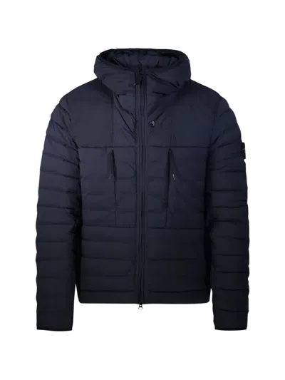 Stone Island Tunnel Nylon Down-tc Puffer Jacket With Shaped Hood In Blue