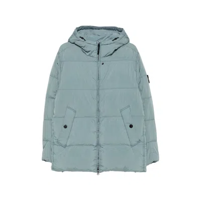 Stone Island Quilted Hooded Jacket In Blue