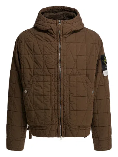 Stone Island Mens Umber Tela Quilted-tc Hooded Cotton-blend Jacket In Brown