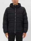 Stone Island Quilted Hooded Jacket Elasticated Cuffs In Black