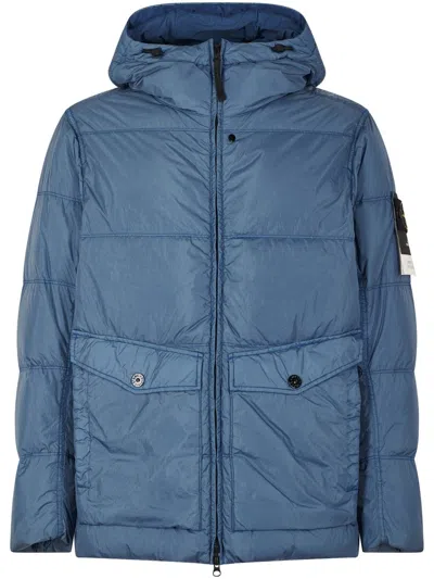 STONE ISLAND STONE ISLAND QUILTED HOODED JACKET WITH TWO FRONT POCKETS