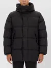 Stone Island Quilted Hooded Long Length Jacket In Black