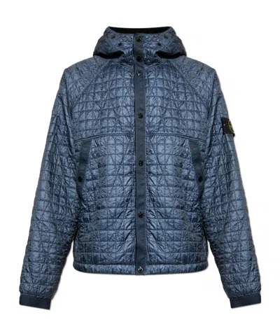 Stone Island 4100023 Quilted Logo-patch Jacket In Blue