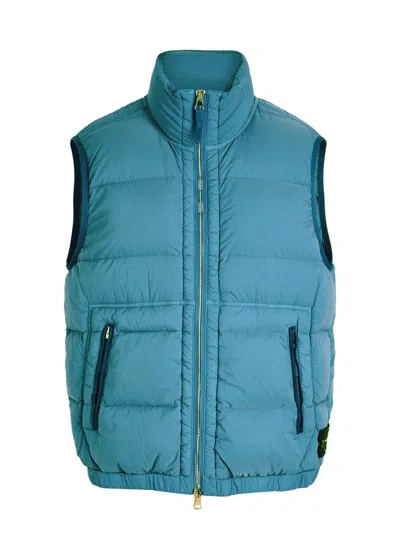 Stone Island Quilted Logo-patch Gilet In Blue