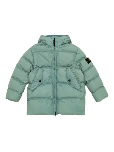 Stone Island Kids' Quilted Logo-patch Jacket In Green