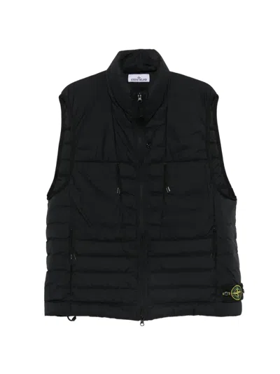 Stone Island Down Vest With Seamless Feather Tunnels And Anti-drop In Black