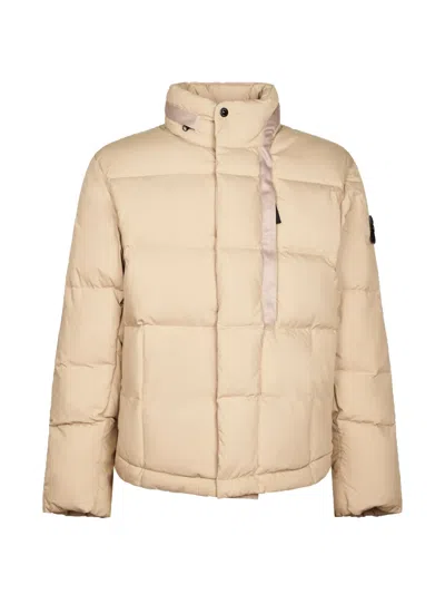 Stone Island Quilted Logo-patch Jacket In Nude