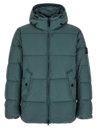 Stone Island Quilted Nylon Down Jacket In Green