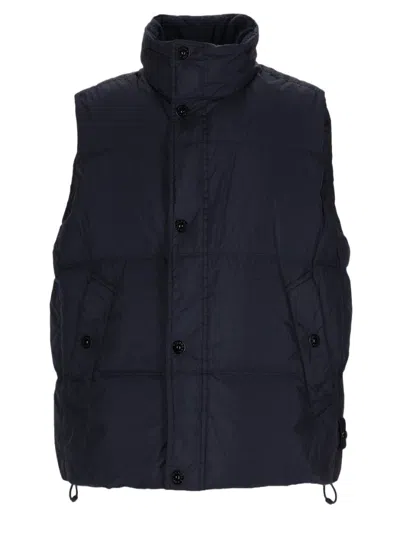 Stone Island Quilted Padded High-collar Vest In Black