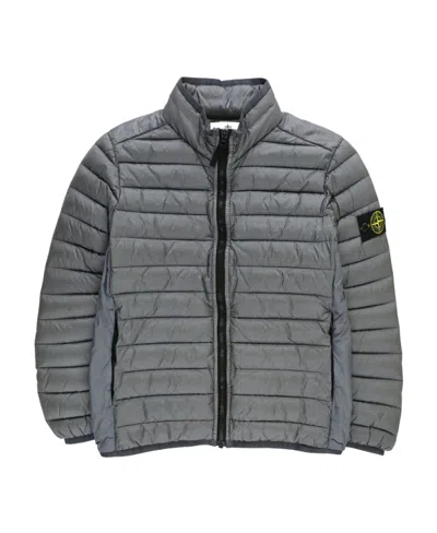 Stone Island Quilted Patch Down Jacket In Gray