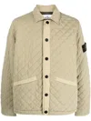 Stone Island Quilted Press-stud Fastening Bomber Jacket In Grün