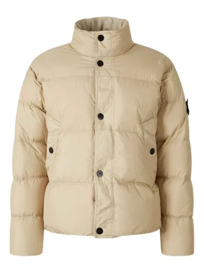 Stone Island Boxy Silhouette Jacket With High Collar In Neutral