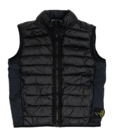 Stone Island Quilted Sleeveless Down Vest In Black