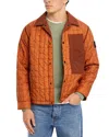 Stone Island Contrasting-panels Quilted Jacket In Rust