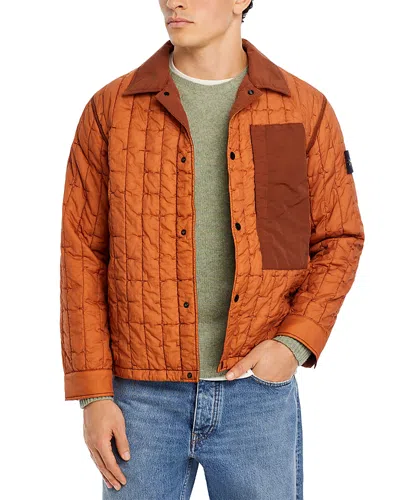 Stone Island Contrasting-panels Quilted Jacket In Rust