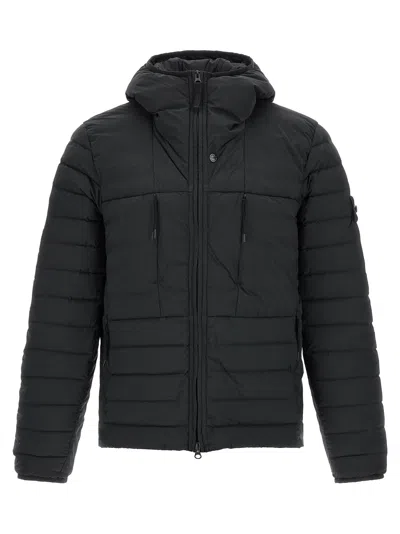 Stone Island Quilted Technical Down Jacket In Black