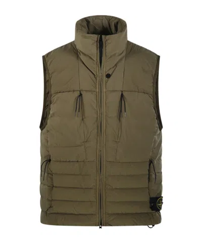 Stone Island Quilted Vest In Green