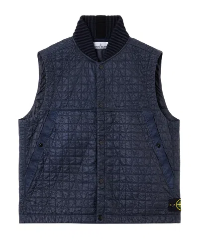 Stone Island Quilted Vest With Anti-drop And Wind Resistance In Blue