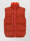 Stone Island Quilted Vest With High Collar And Pockets In Orange