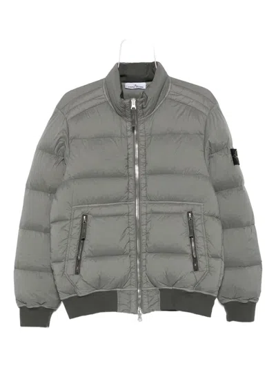 Stone Island Quilted Zip-front Jacket In Green