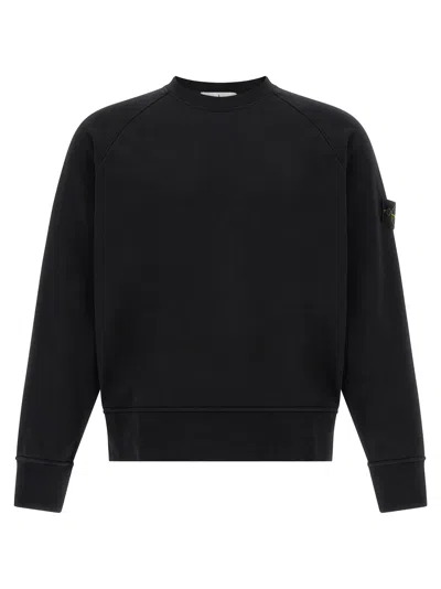 Stone Island Raglan Crew Neck Sweatshirt In Black