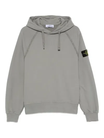 Stone Island Raglan-sleeve Logo-patch Hoodie In Gray