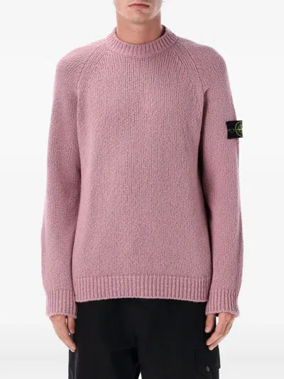 Stone Island Soft Wool Blend Crew Neck Sweater In Pink