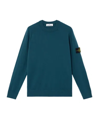Stone Island Raglan-sleeves Logo-patch Sweater In Blue