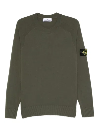 Stone Island Crew Neck Jumper Raglan Sleeves In Green