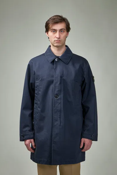 Stone Island Raso Gomatto 3l Coat In Blue