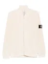 Stone Island Raw Beauty Zip-up Cardigan In White