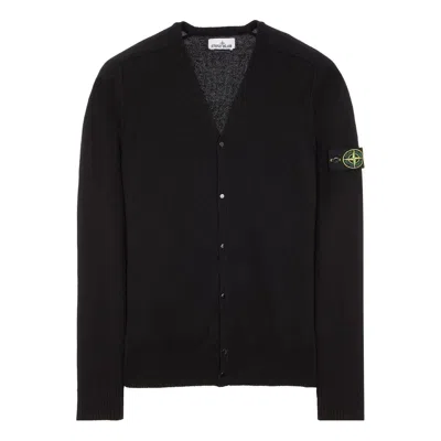 STONE ISLAND STONE ISLAND RAW HAND COTTON KNITTED CARDIGAN 'BLACK'