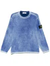 Stone Island Men's Raw Hand Light Cotton Crewneck Jumper With Airbrushed Interior Sweater In Blue
