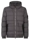 Stone Island Short Hooded Down Jacket In Gray