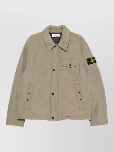 Stone Island Rds Feather Down Jacket Chest Pocket In Brown