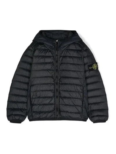 Stone Island Kids' Real Feather Jacket In Black