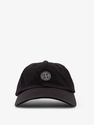 Stone Island Recycled Nylon Baseball Cap In Black