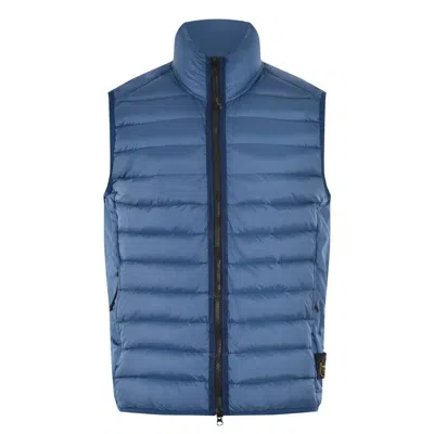 Stone Island Recycled Nylon Down Vest In Blue