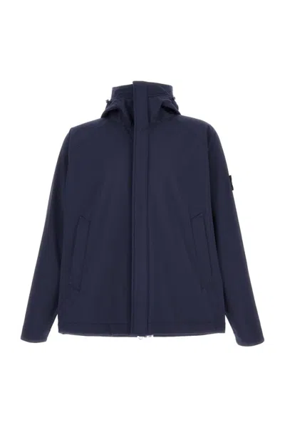Stone Island Recycled Polyester Waterproof Jacket With Hood In Gold