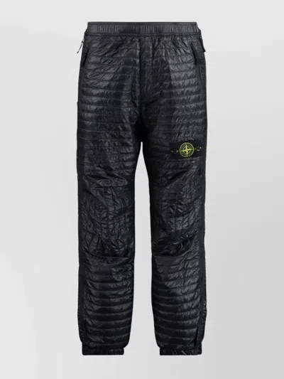 Stone Island Recycled Quilted Fabric Trousers Zippers In Black