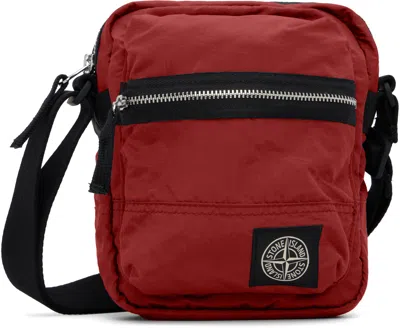 Stone Island Red 9200015 Coated Nylon Metal Econyl Pouch