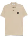 Stone Island Beige Cotton Polo With Short Sleeves In Neutral