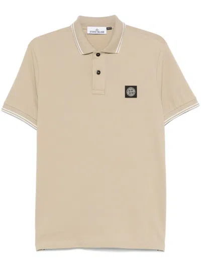Stone Island Refined Polo Shirt With Contrasting Trims In Neutral